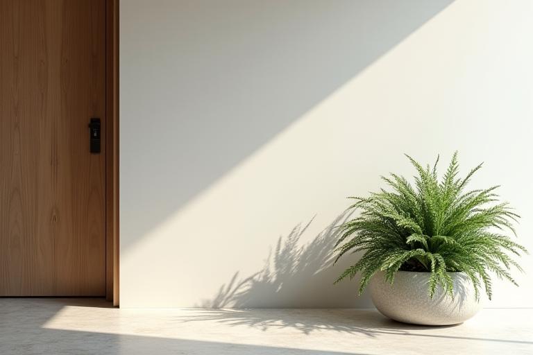 玄関に置かれたオブジェのような植物